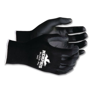 Economy PU Coated Work Gloves, Black, Small, Dozen