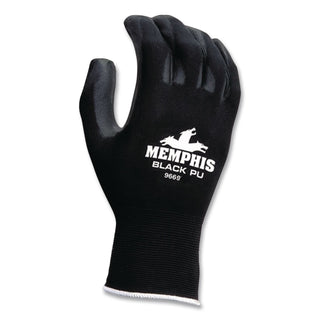 Economy PU Coated Work Gloves, Black, Small, Dozen