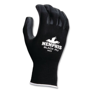 Economy PU Coated Work Gloves, Black, X-Small, Dozen