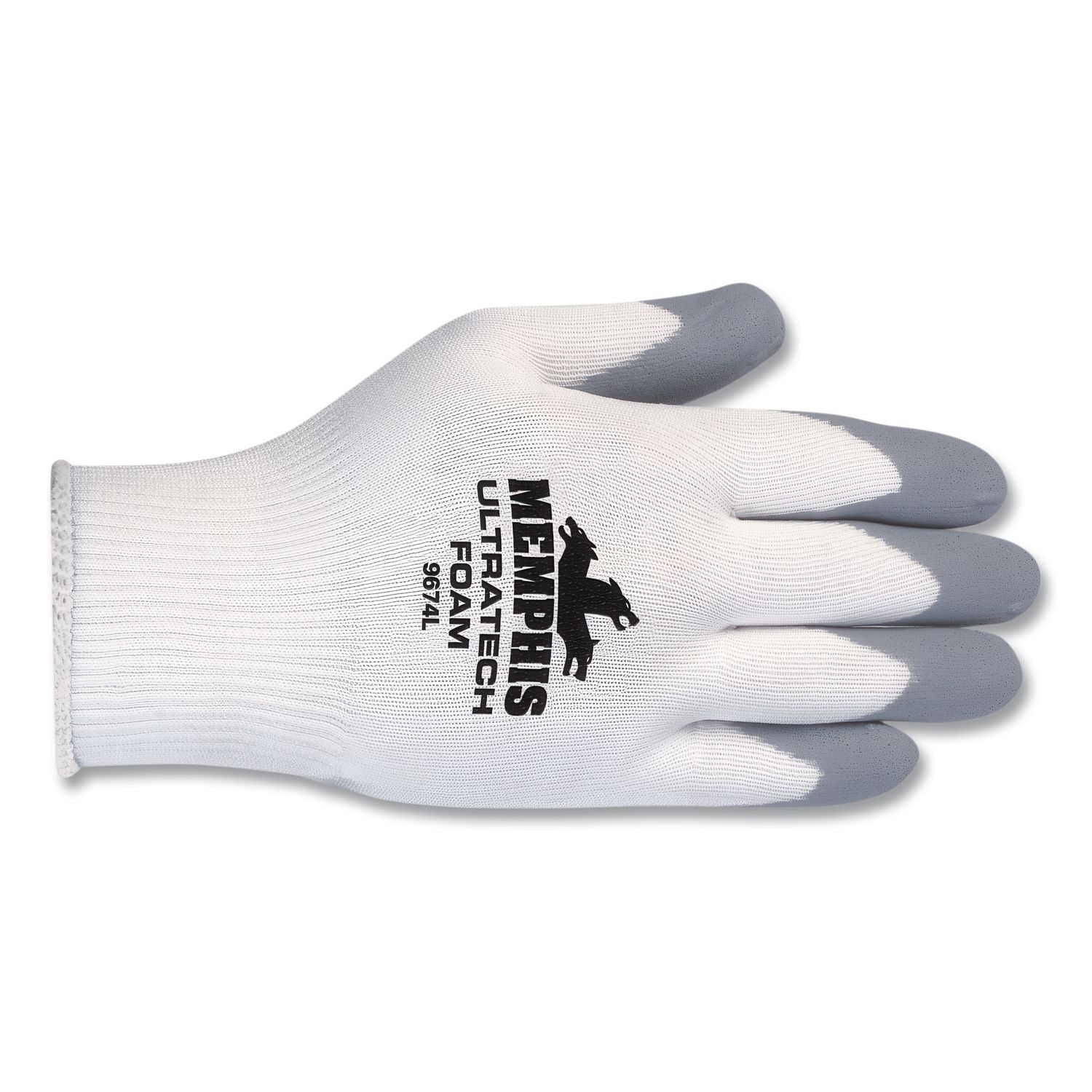 Ultra Tech Foam Seamless Nylon Knit Gloves, X-Large, White/Gray, Dozen
