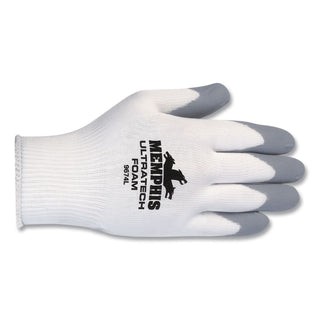 Ultra Tech Foam Seamless Nylon Knit Gloves, X-Large, White/Gray, Dozen