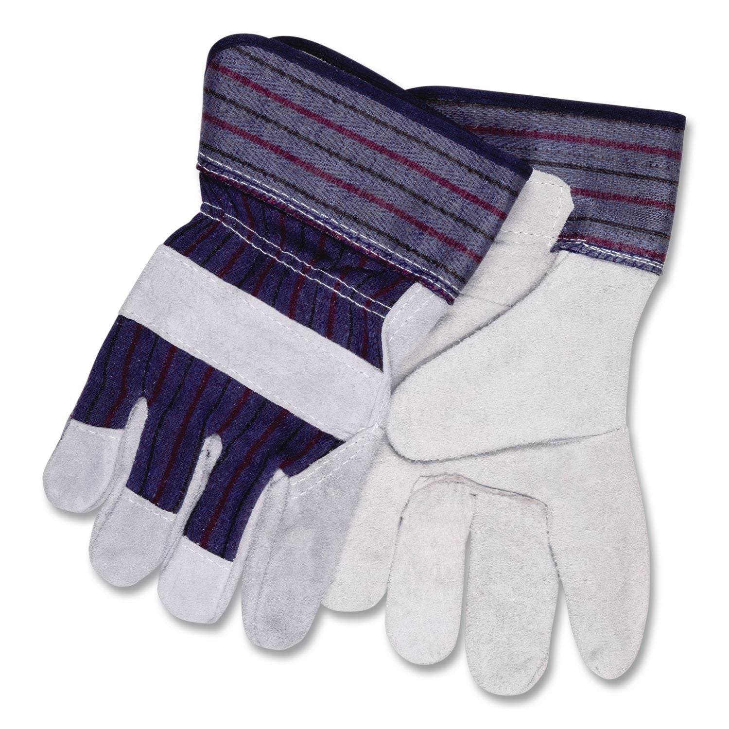 Split Leather Palm Gloves, Large, Gray, Pair