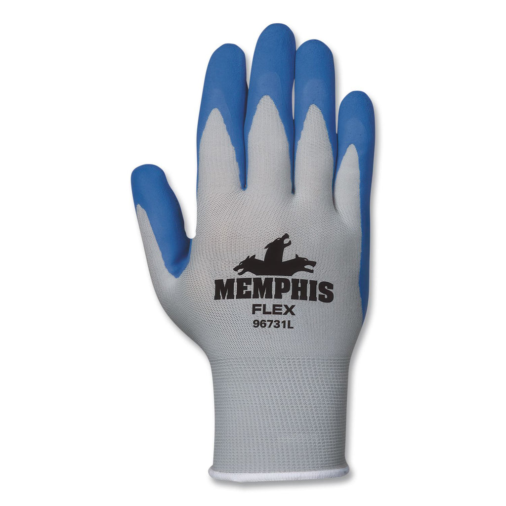 Memphis Flex Seamless Nylon Knit Gloves, Medium, Blue/Gray, Pair