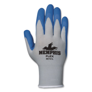Memphis Flex Seamless Nylon Knit Gloves, Medium, Blue/Gray, Pair