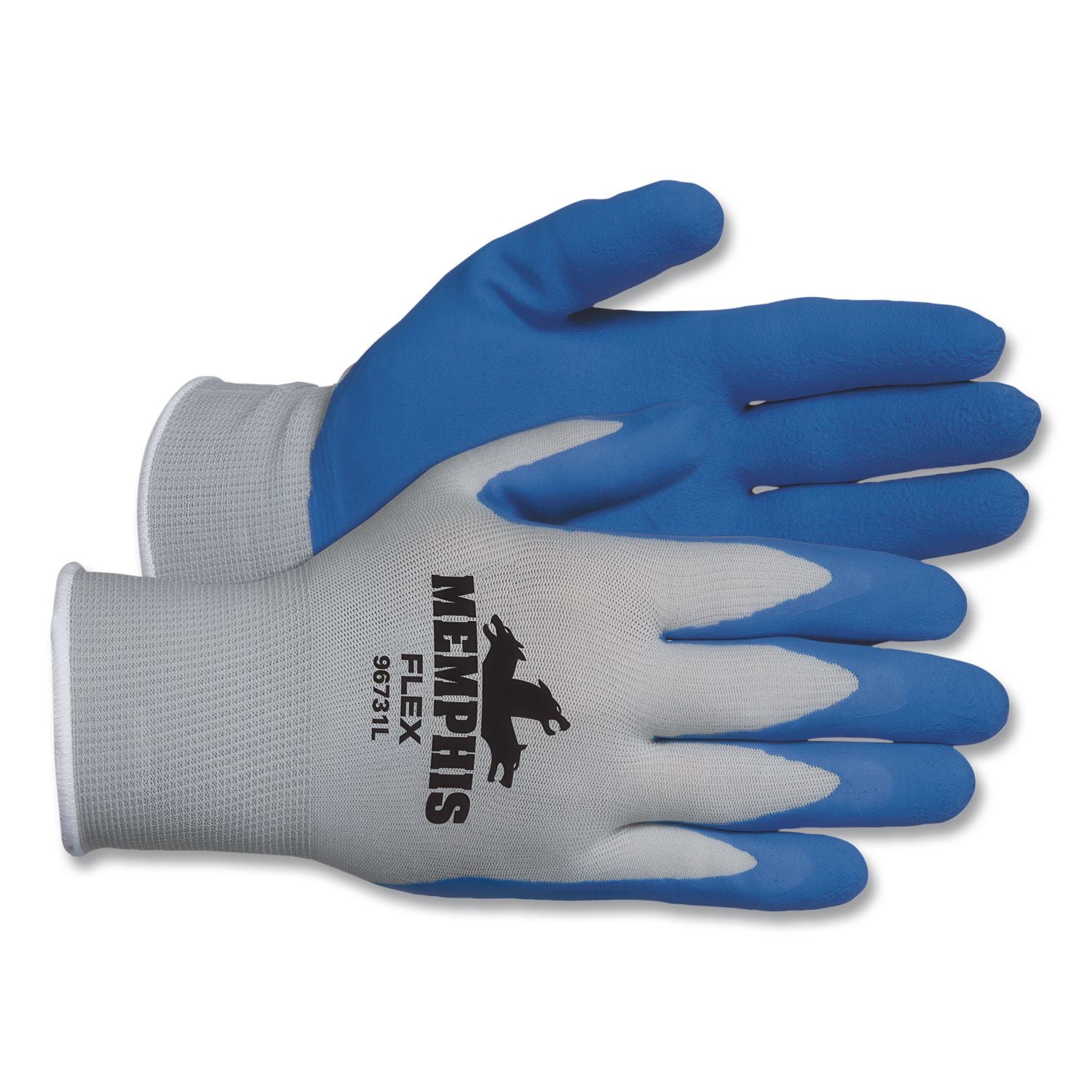 Memphis Flex Seamless Nylon Knit Gloves, Medium, Blue/Gray, Pair