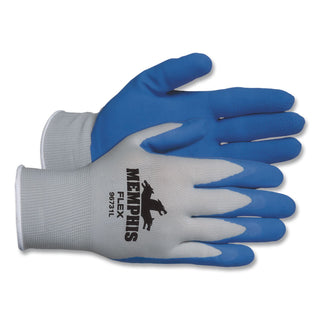 Memphis Flex Seamless Nylon Knit Gloves, Medium, Blue/Gray, Pair