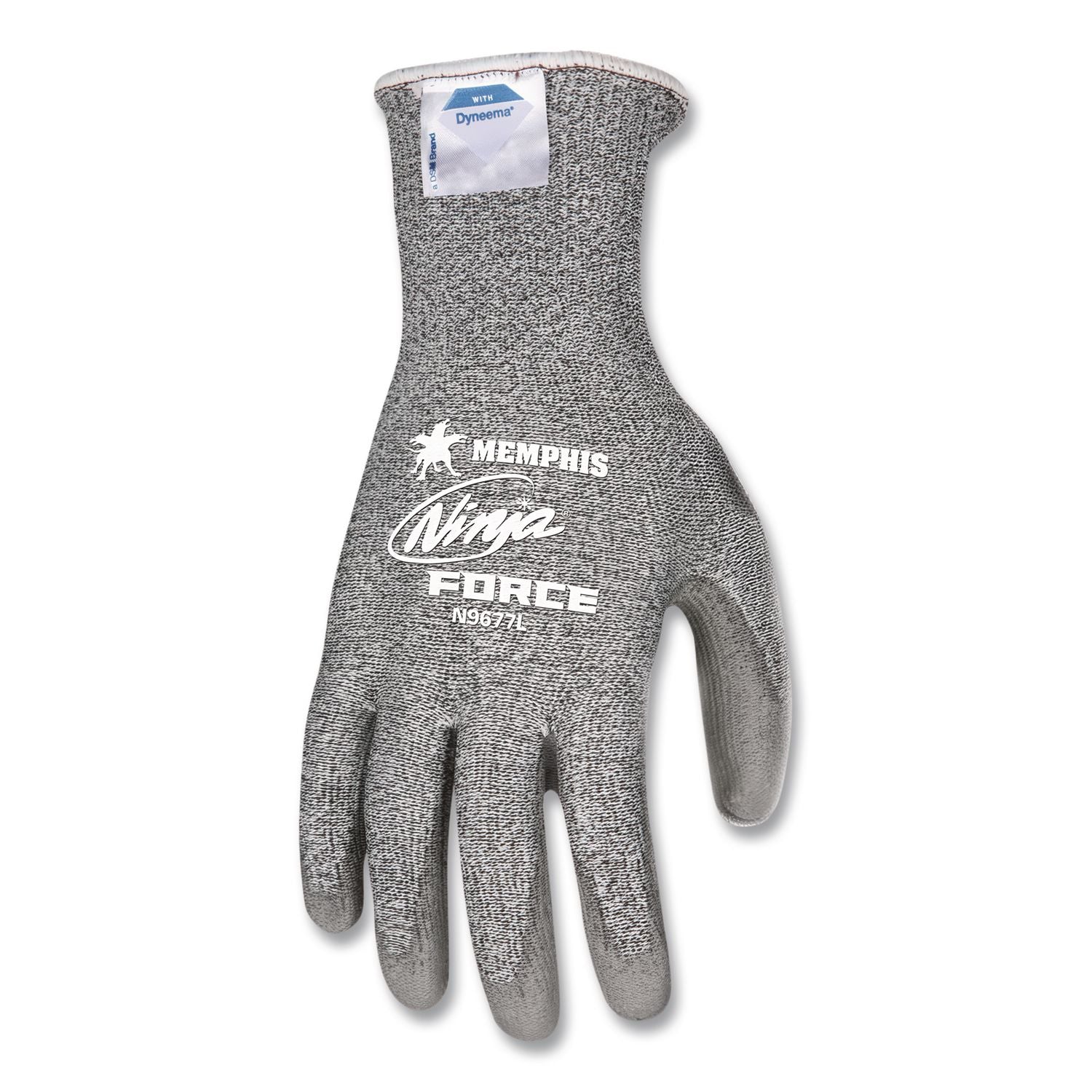 Ninja Force Polyurethane Coated Gloves, Large, Gray, Pair