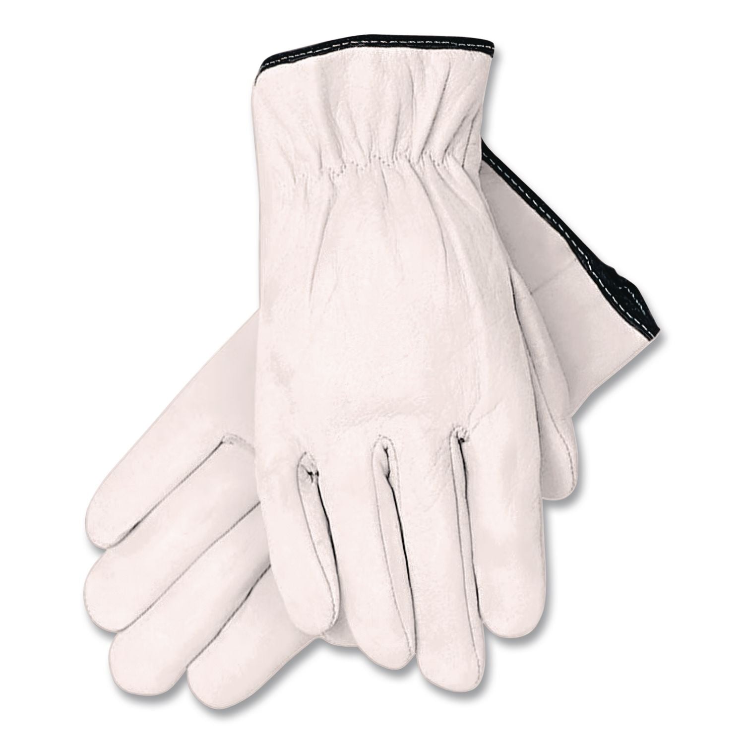 Grain Goatskin Driver Gloves, White, Large, 12 Pairs