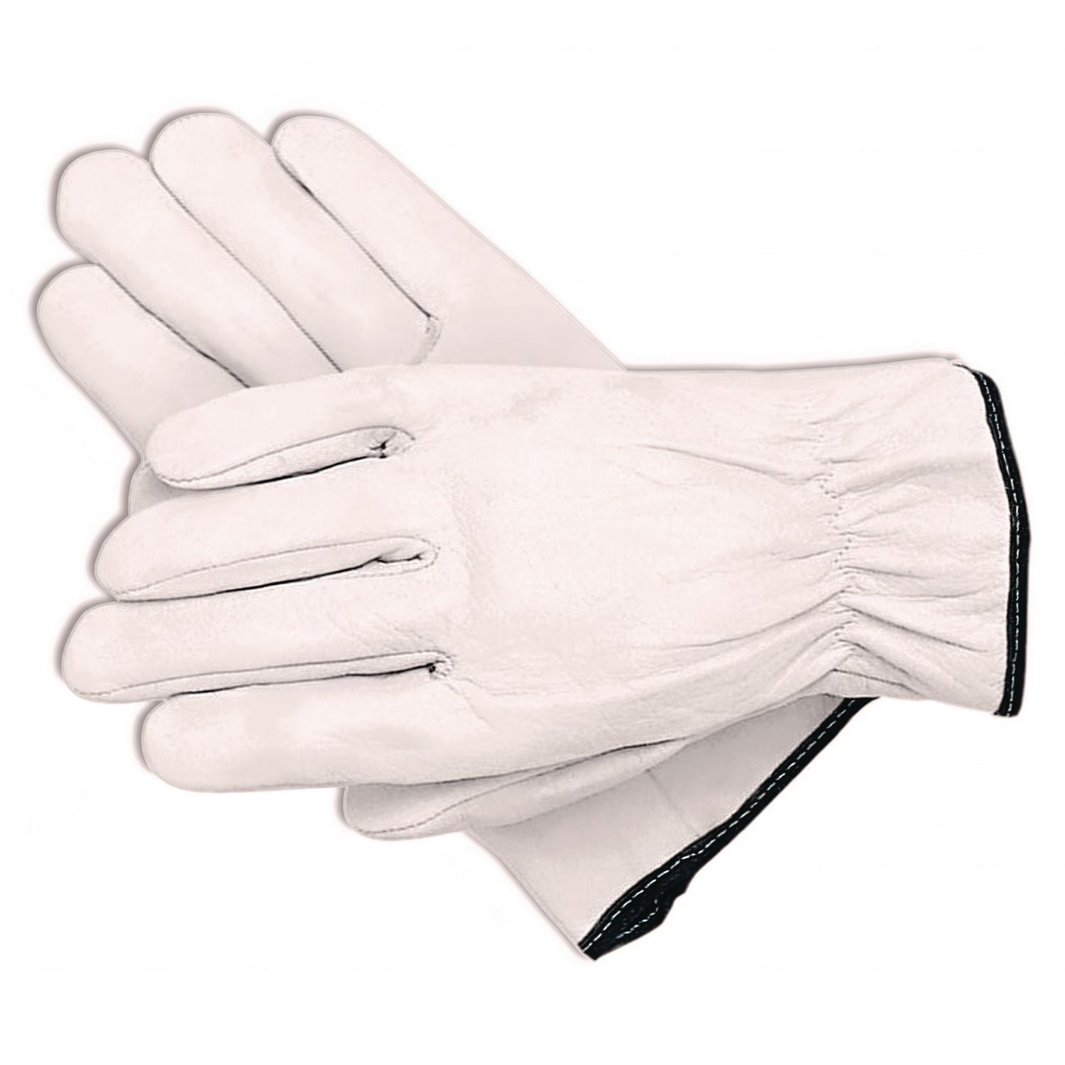 Grain Goatskin Driver Gloves, White, Large, 12 Pairs