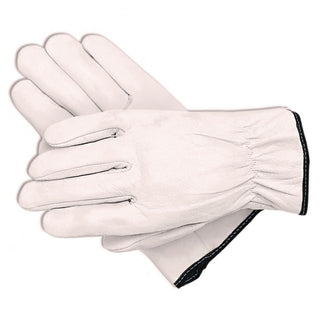 Grain Goatskin Driver Gloves, White, Large, 12 Pairs