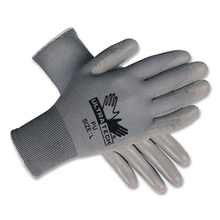Ultra Tech TaCartonile Dexterity Work Gloves, White/Gray, Large, 12 Pairs