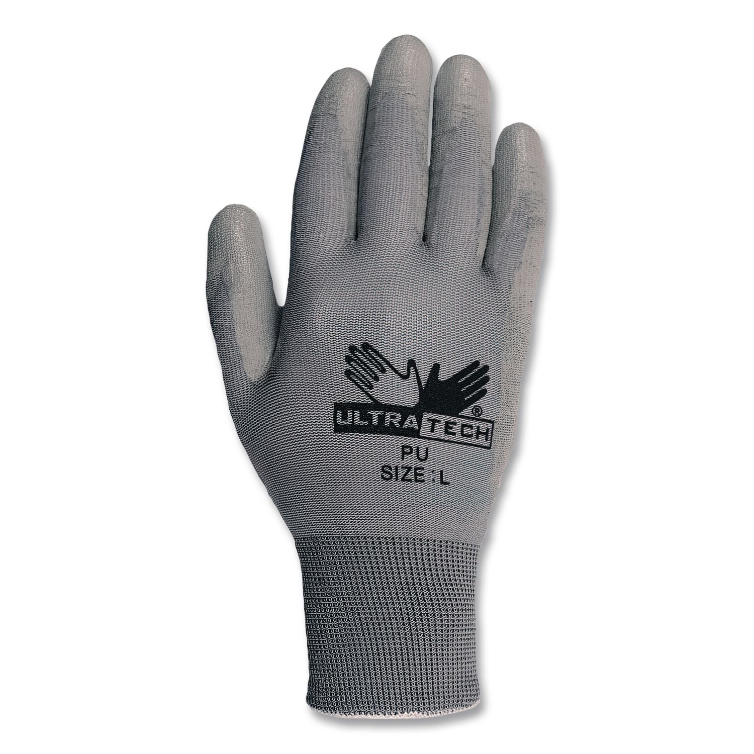 Ultra Tech TaCartonile Dexterity Work Gloves, White/Gray, Large, 12 Pairs