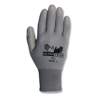Ultra Tech TaCartonile Dexterity Work Gloves, White/Gray, Large, 12 Pairs