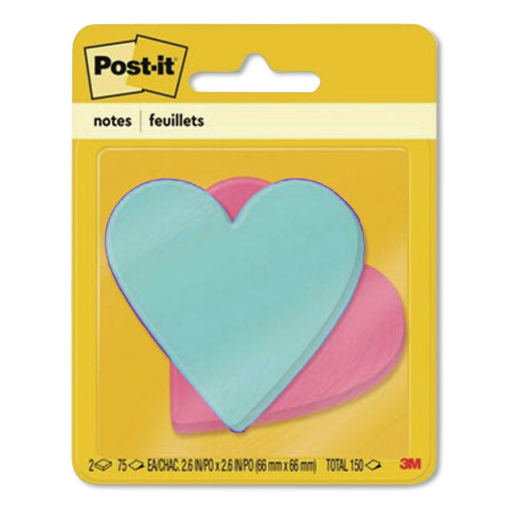 Die-Cut Heart Shaped Notepads, 3" x 3", Pink/Purple, 75 Sheets/Pad, 2 Pads/Pack