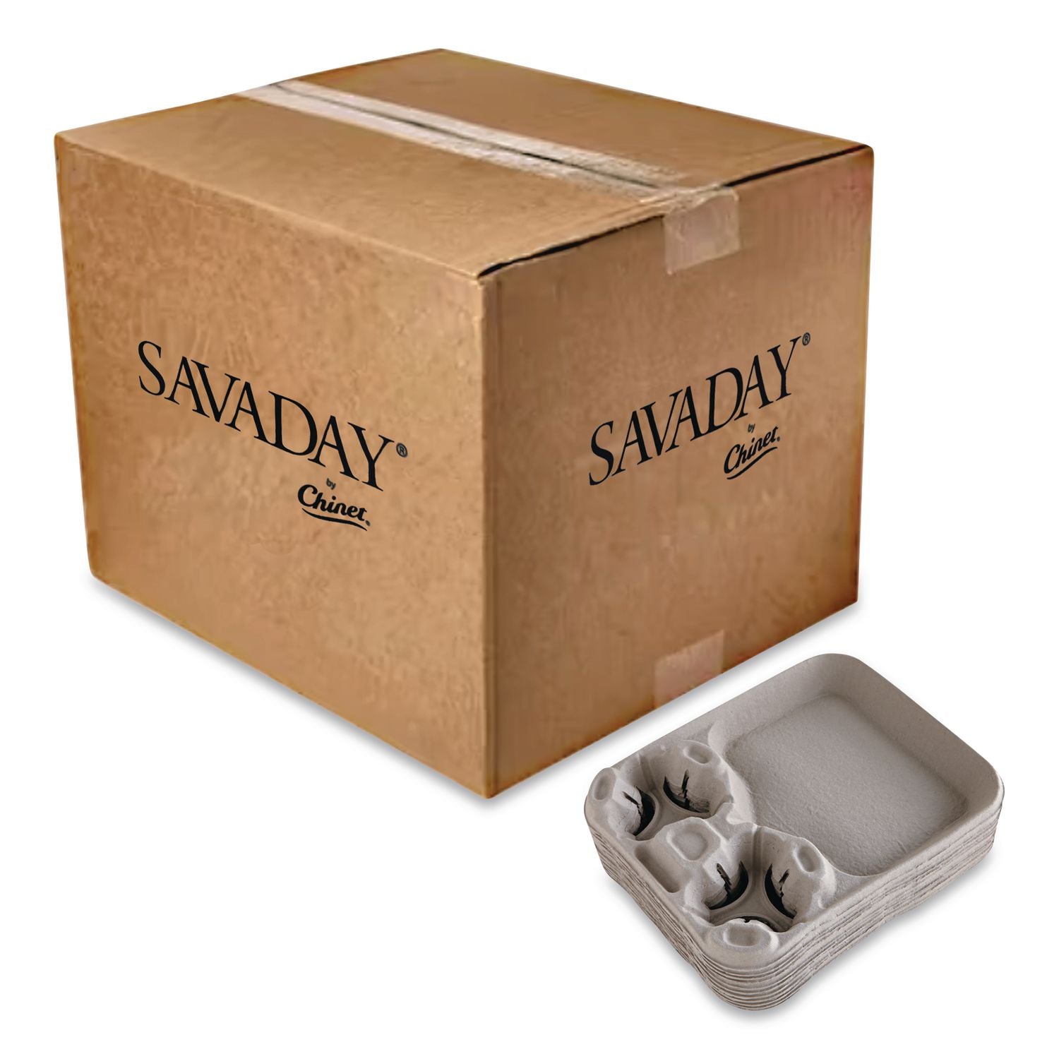 StrongHolder Molded Fiber Cup/Food Trays, 8 oz to 44 oz, 2 Cups, Beige, 100/Carton