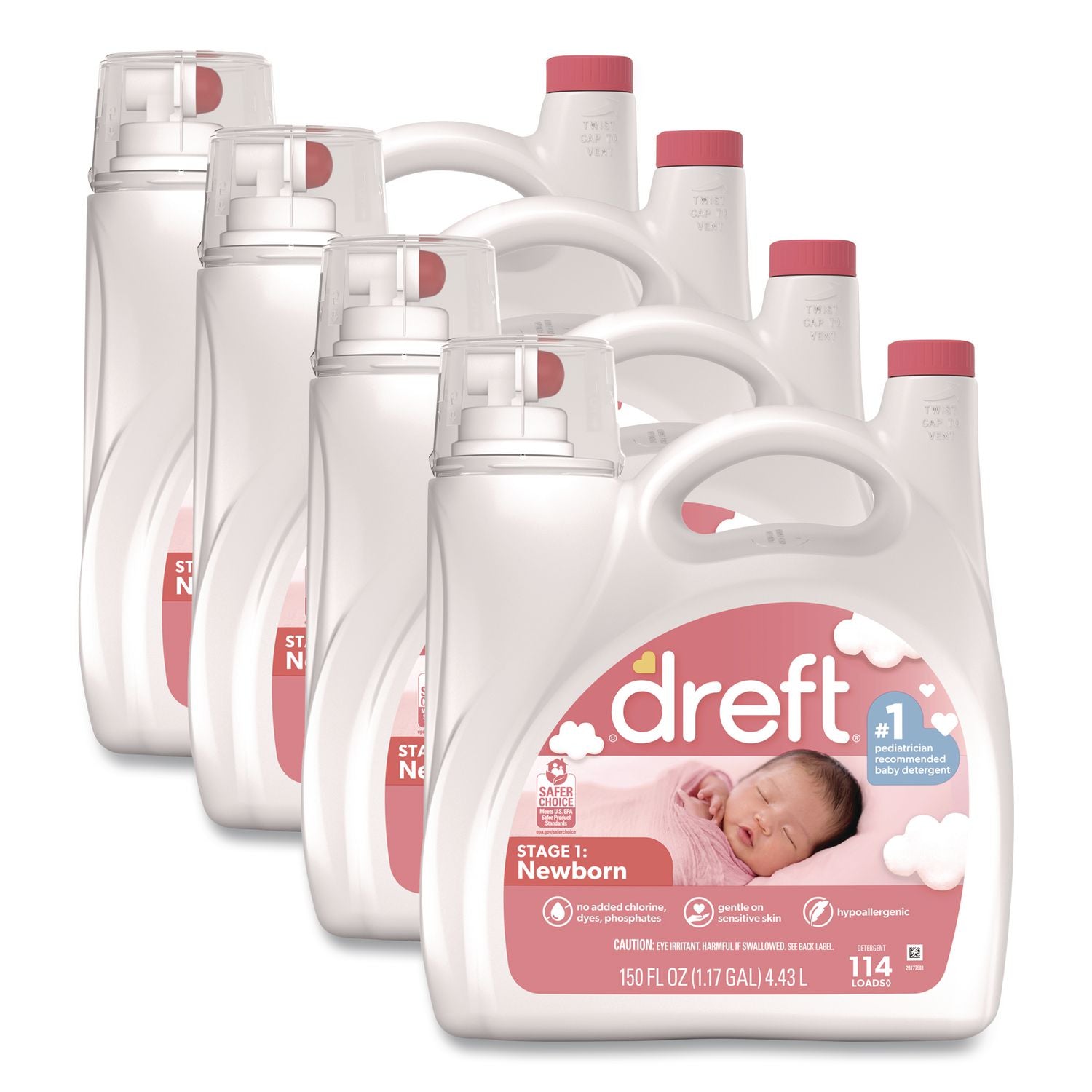 Ultra Laundry Detergent, Baby Powder Scent, 150 oz Bottle, 4/Carton