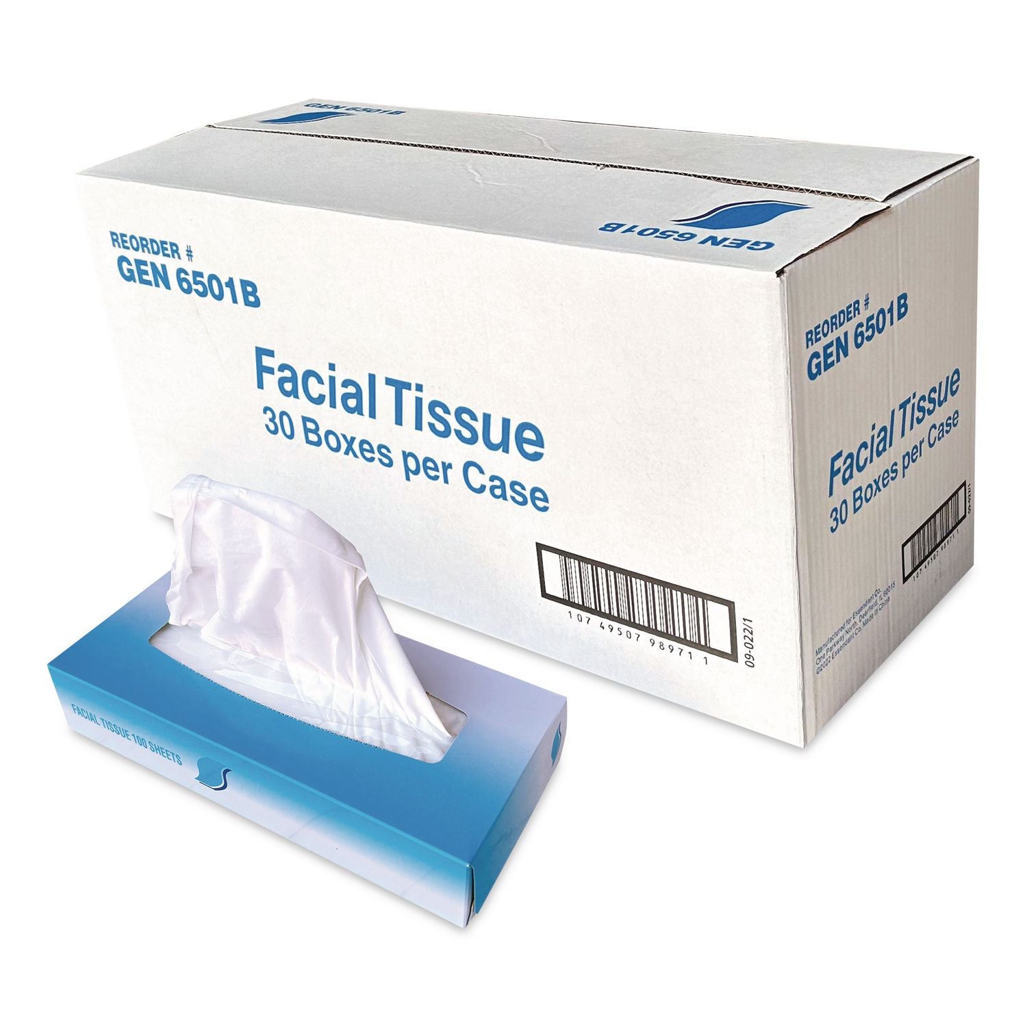 Facial Tissue, 2-Ply, White, Flat Box, 100 Sheets/Box, 30 Boxes/Carton