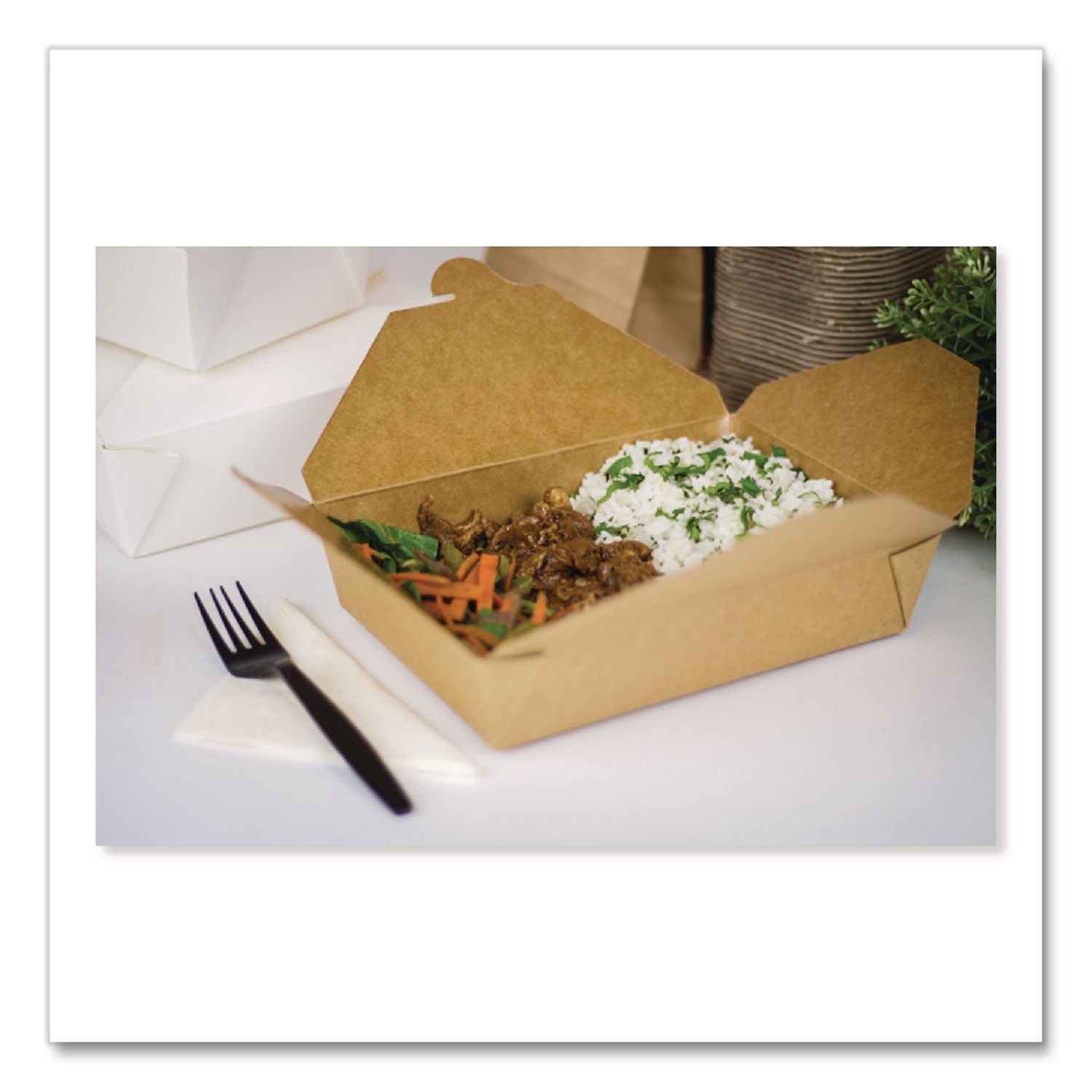 Reclosable Kraft Take-Out Box, 76 oz, Paper, 200/Carton