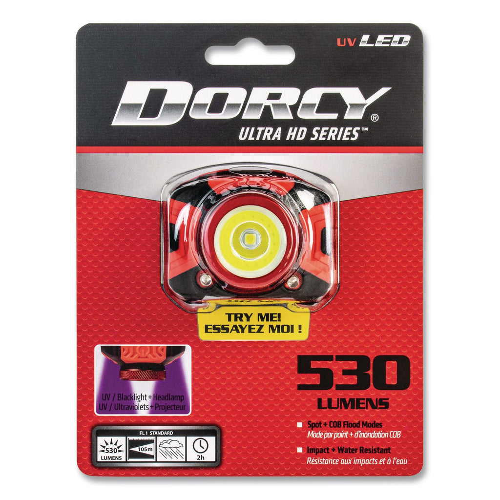 Dorcy Ultra HD 530 Lumen Headlamp - 530 lm LumenAAA - Battery - Water Resistant - Black, Red