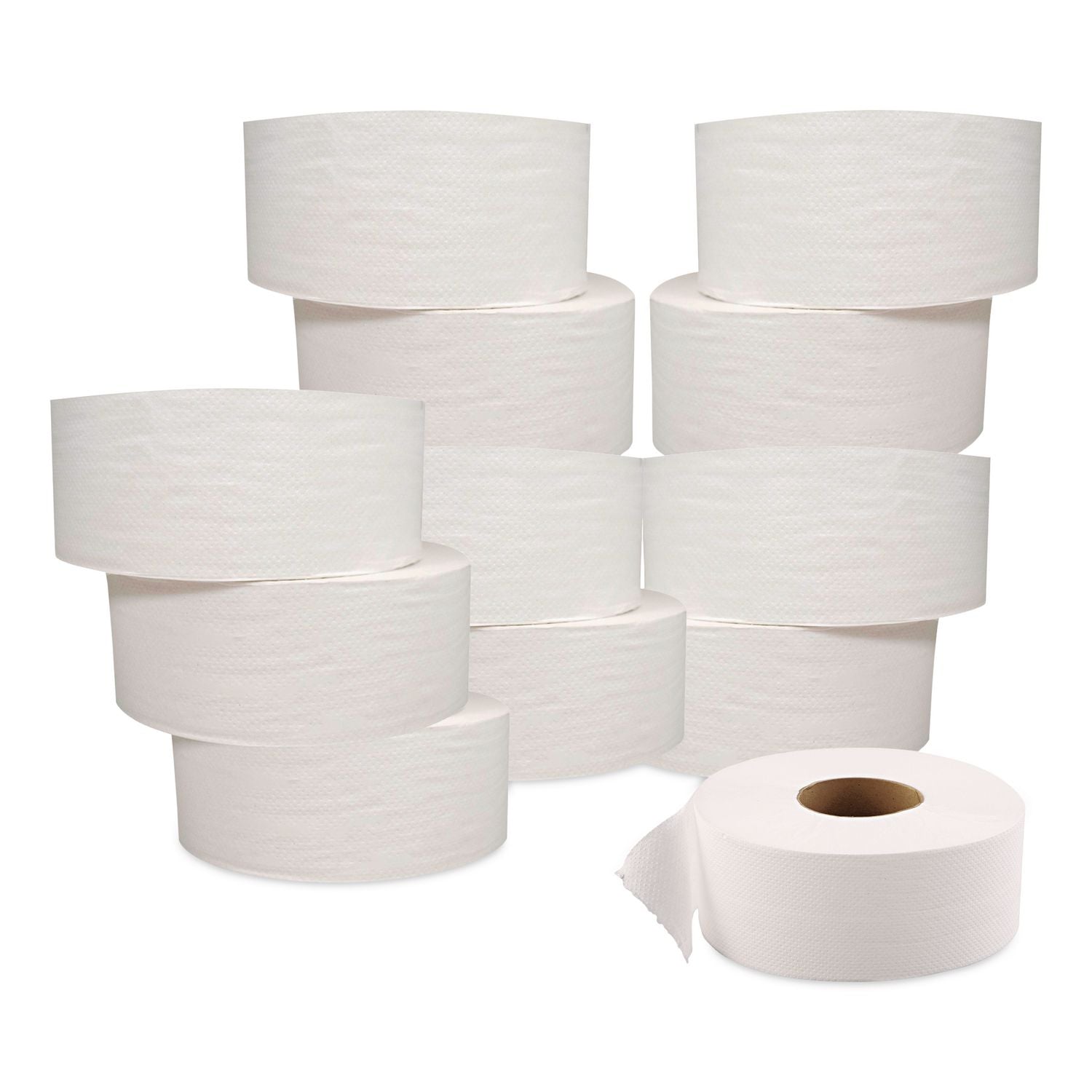 JRT Jumbo Bath Tissue, Septic Safe, 2-Ply, White, 3.3" x 1,000 ft, 12 Rolls/Carton