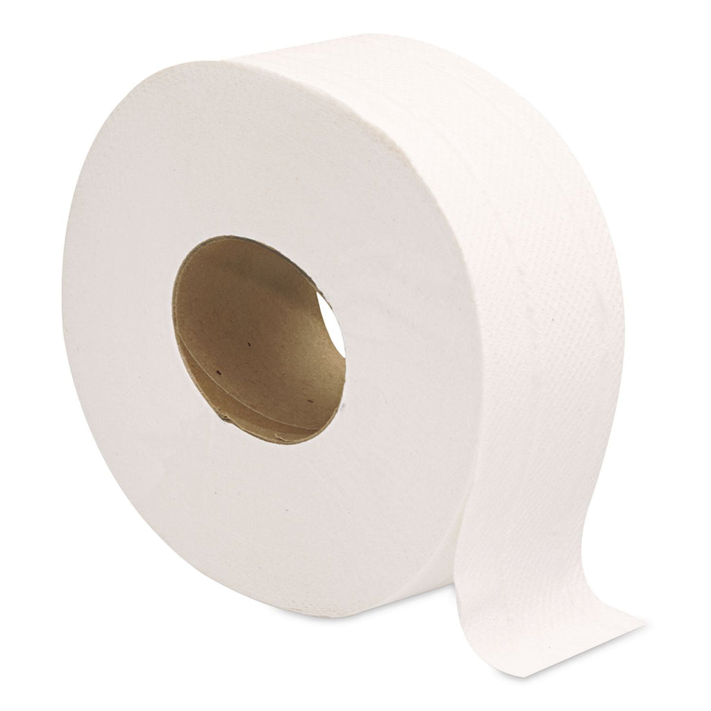 JRT Jumbo Bath Tissue, Septic Safe, 2-Ply, White, 3.3" x 500 ft, 12/Carton