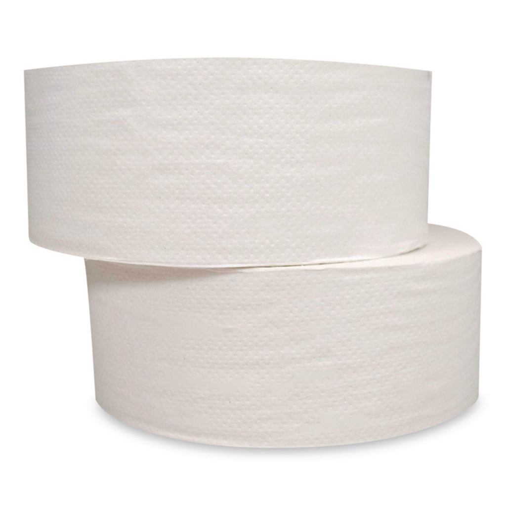 JRT Jumbo Bath Tissue, Septic Safe, 2-Ply, White, 3.3" x 500 ft, 12/Carton
