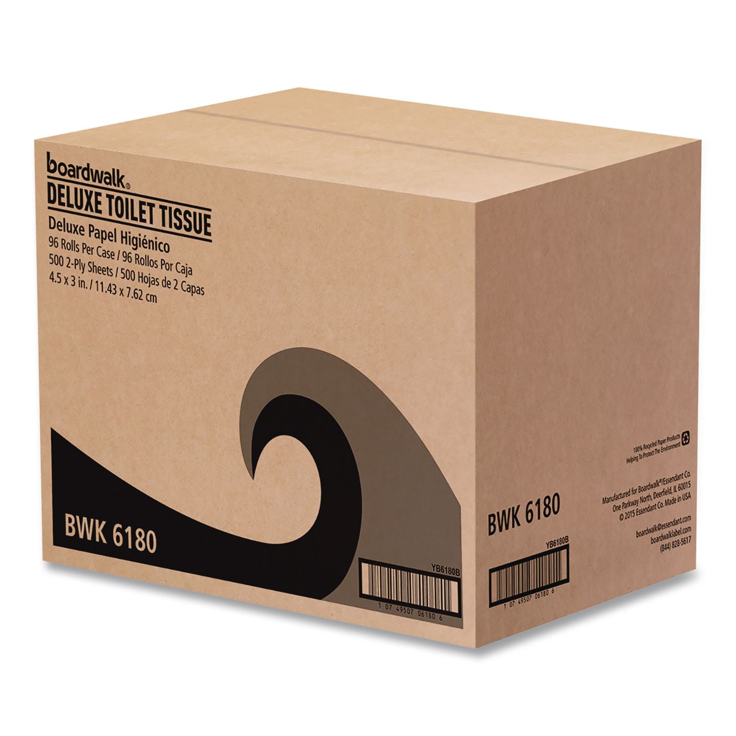 2-Ply Toilet Tissue, Septic Safe, White, 125 ft Roll Length, 500 Sheets/Roll, 96 Rolls/Carton