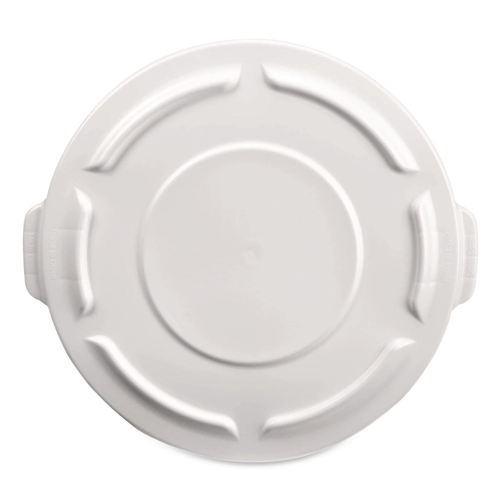 BRUTE Self-Draining Flat Top Lids for 32 gal Round BRUTE Containers, 22.25" Diameter, White