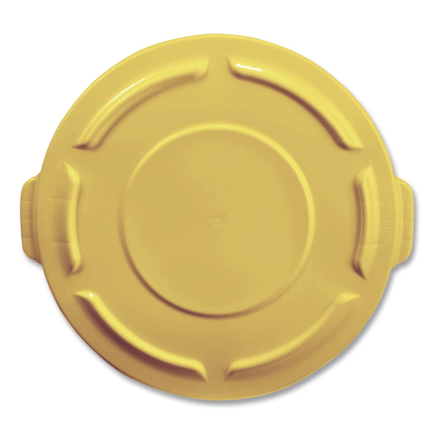 BRUTE Self-Draining Flat Top Lids for 32 gal Round BRUTE Containers, 22.25" Diameter, Yellow