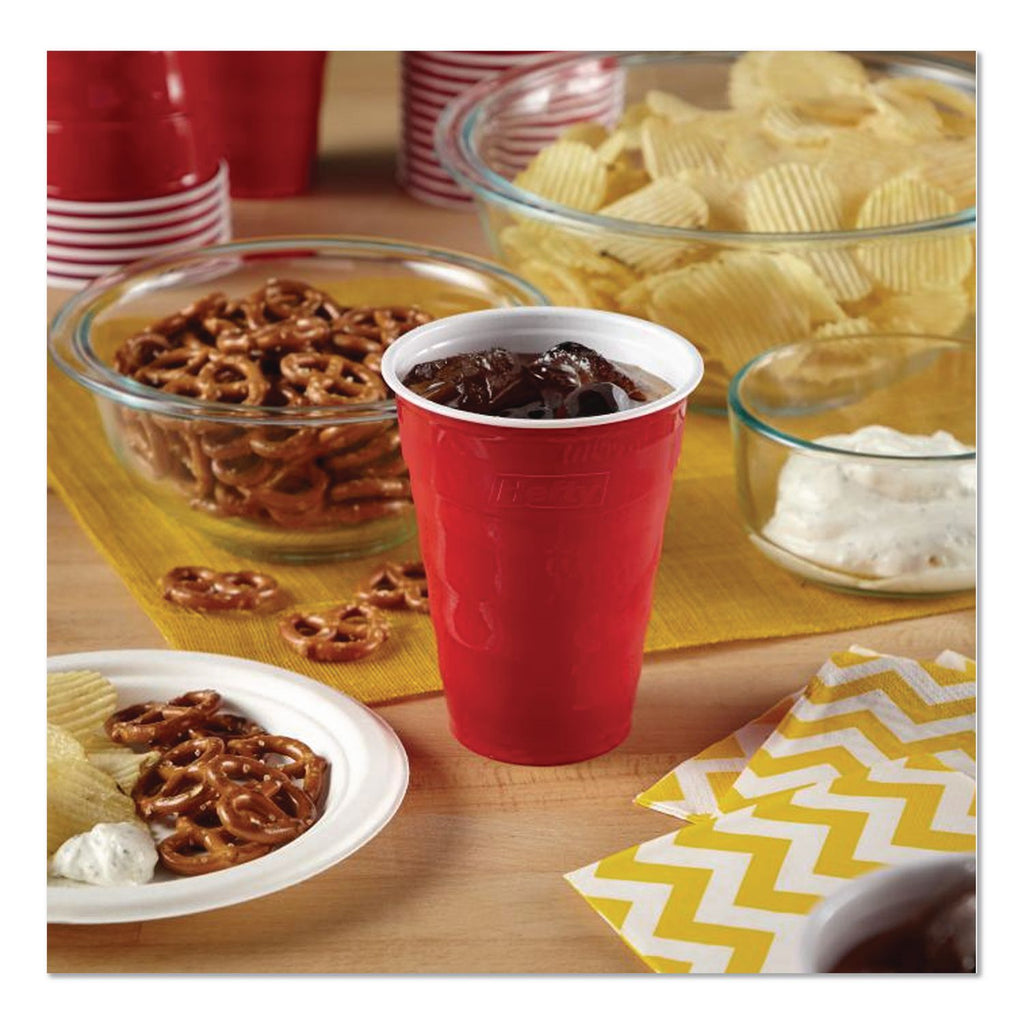 Easy Grip Disposable Plastic Party Cups, 9 oz, Red, 50/Pack