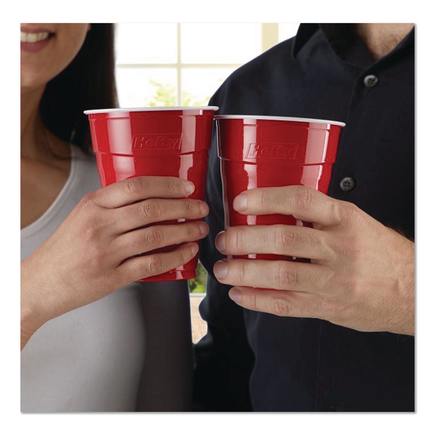 Easy Grip Disposable Plastic Party Cups, 9 oz, Red, 50/Pack