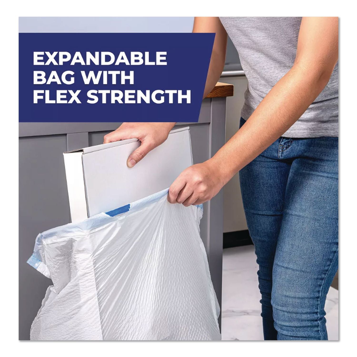 Ultra Strong Scented Tall White Kitchen Bags, 13 gal, 0.9 mil, 23.75" x 24.88", White, 80/Box