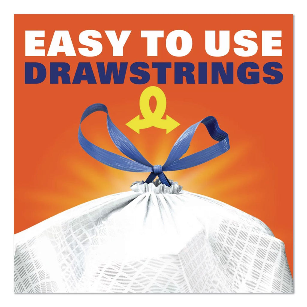 Ultra Strong Scented Tall White Kitchen Bags, 13 gal, 0.9 mil, 23.75" x 24.88", White, 80/Box