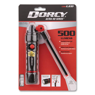 Dorcy Ultra HD Series Foldable Flashlight - LED - 500 lm Lumen - 3 x AAA - Battery - Impact Resistant, Water Resistant - Black, Red