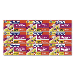 Slider Bags, 1 qt, 1.5 mil, 8" x 7", Clear, 40 Bags/Box, 9 Boxes/Carton