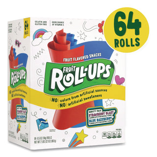 Fruit Roll-Ups Fruit Snacks, Strawberry and Tropical Tie-Dye Flavors, 0.5 oz, 72 Pouches/Carton, Ships in 1-3 Business Days