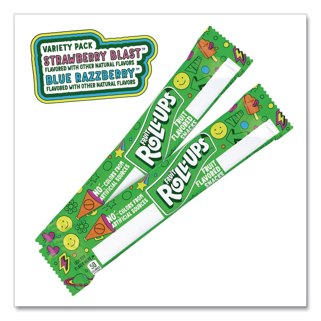 Fruit Roll-Ups Fruit Snacks, Strawberry and Tropical Tie-Dye Flavors, 0.5 oz, 72 Pouches/Carton, Ships in 1-3 Business Days
