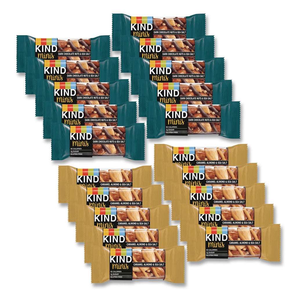 Minis, Dark Chocolate Nuts and Sea Salt/Caramel Almond and Sea Salt, 0.7 oz, 20/Pack