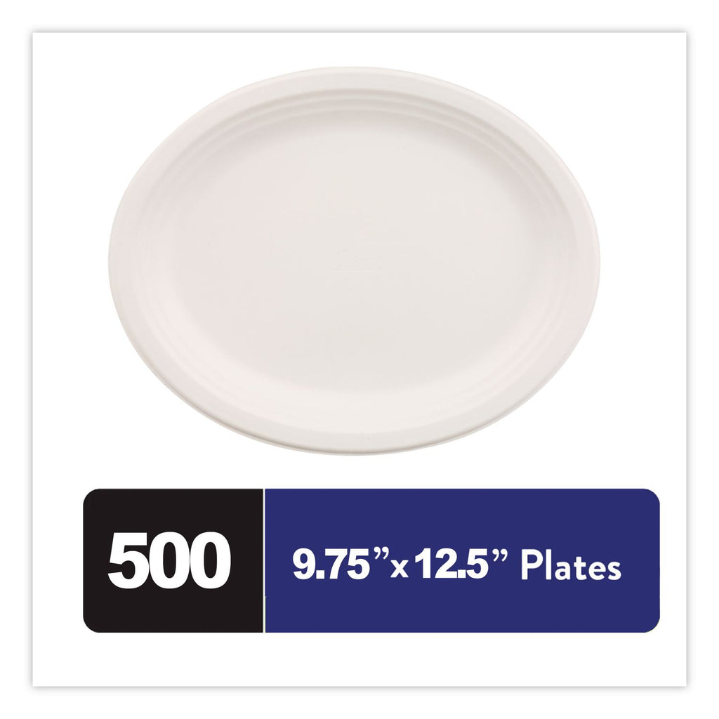 Classic Paper Dinnerware, Oval Platter, 9.75 x 12.5, White, 500/Carton