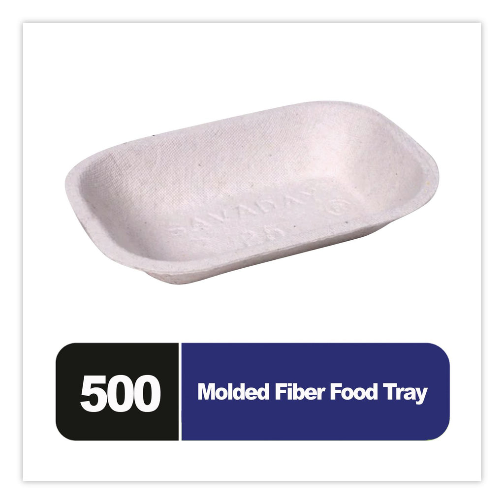 Savaday Molded Fiber Food Tray, 1-Compartment, 7 x 9, Beige, Paper, 250/Bag, 500/Carton