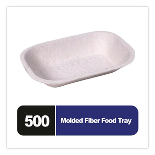 Savaday Molded Fiber Food Tray, 1-Compartment, 7 x 9, Beige, Paper, 250/Bag, 500/Carton