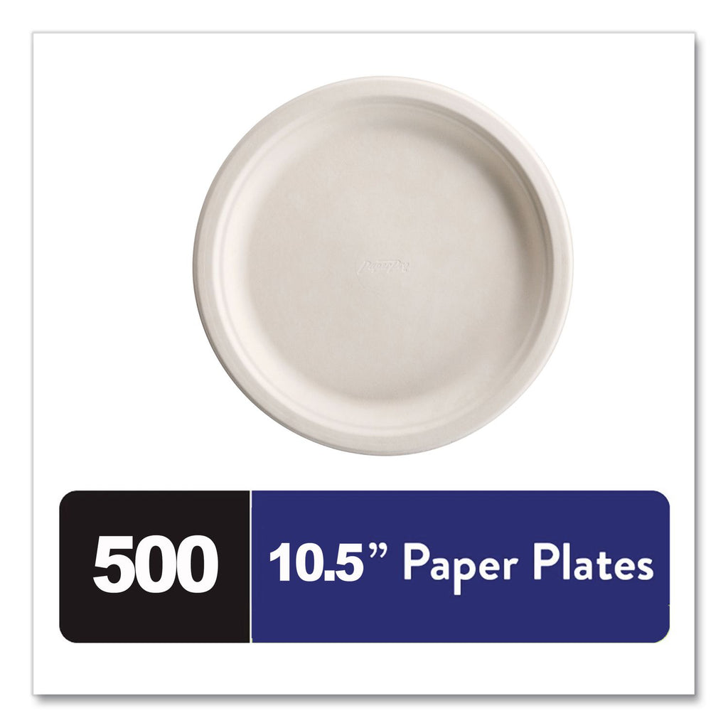 PaperPro Naturals Fiber Dinnerware, Plate, 10.5" dia, Natural, 125/Pack, 4 Packs/Carton