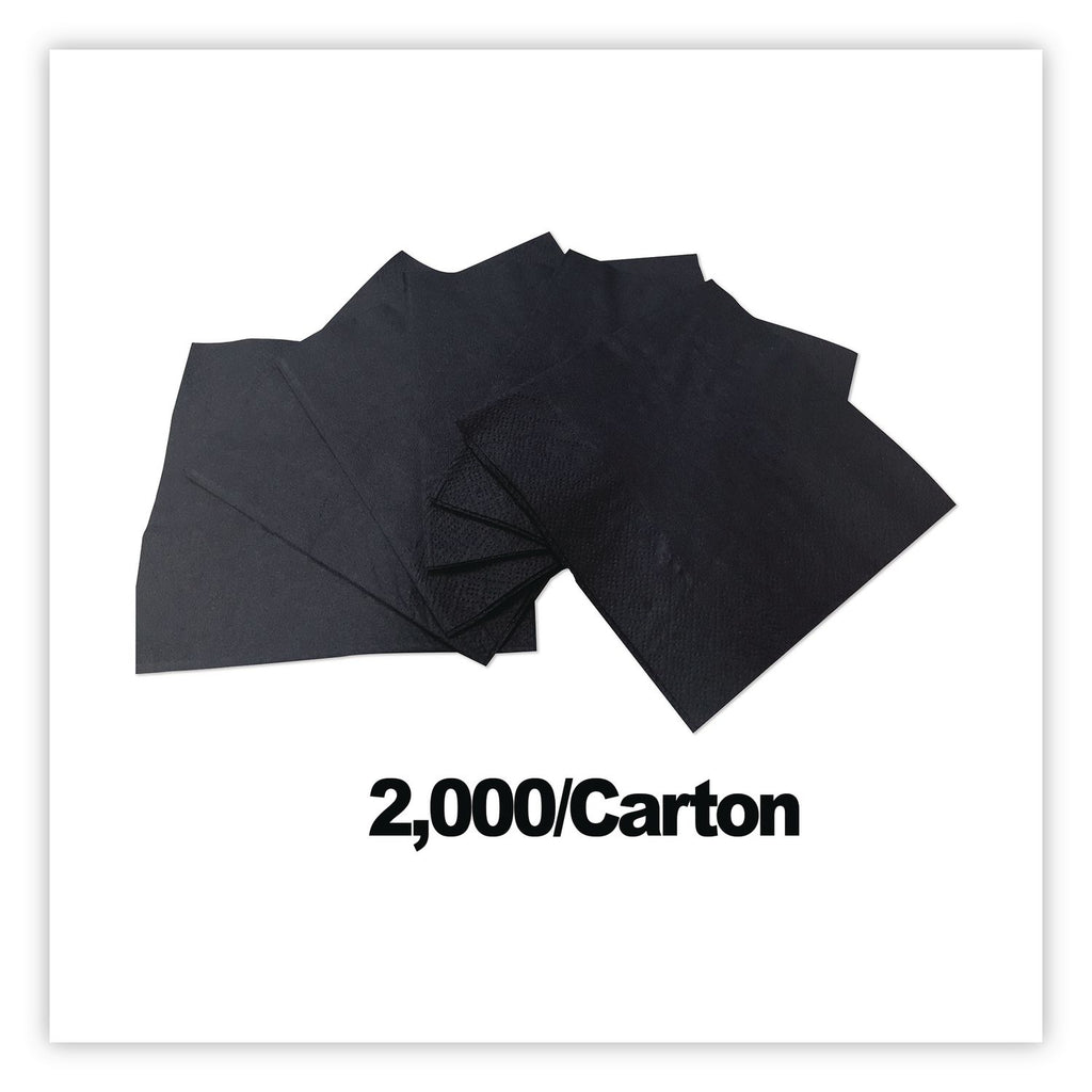 Cocktail Napkins, 2-Ply, 9w x 4.5d, Black, 2,000/Carton