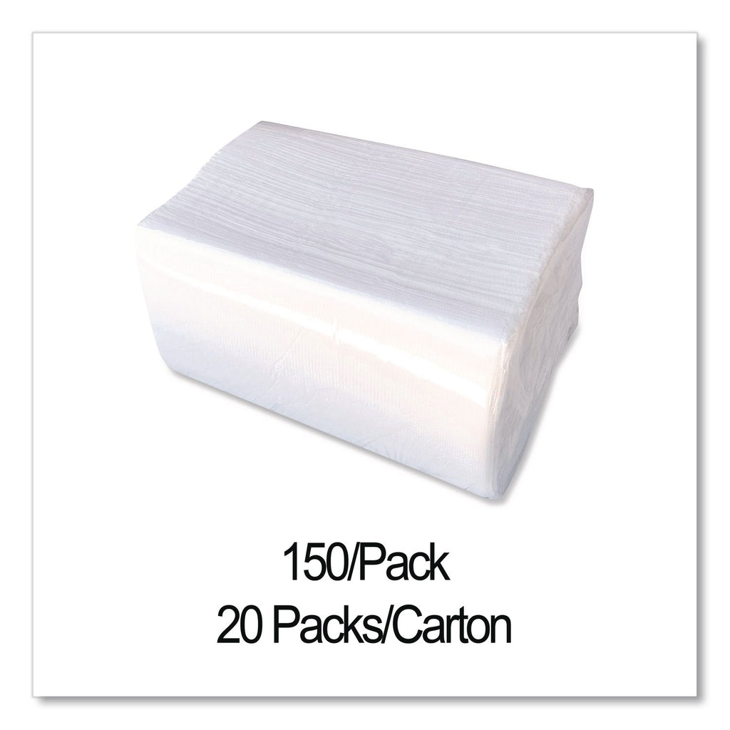 Dinner Napkins, 2-Ply, 14.5"W x 16.5"D, White, 150/Pack, 20 Packs/Carton