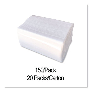 Dinner Napkins, 2-Ply, 14.5"W x 16.5"D, White, 150/Pack, 20 Packs/Carton