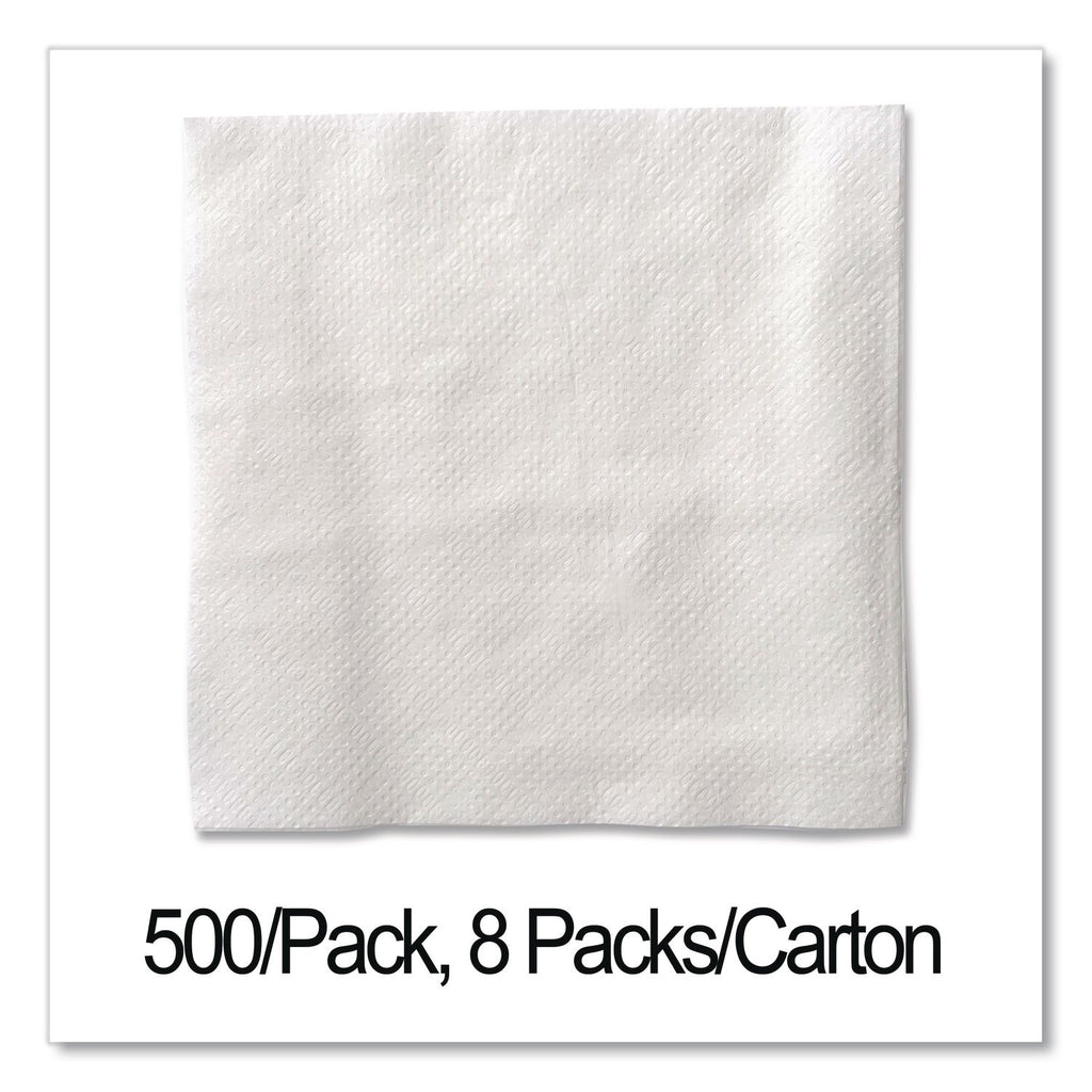 Cocktail Napkins, 1-Ply, 9w x 9d, White, 500/Pack, 8 Packs/Carton