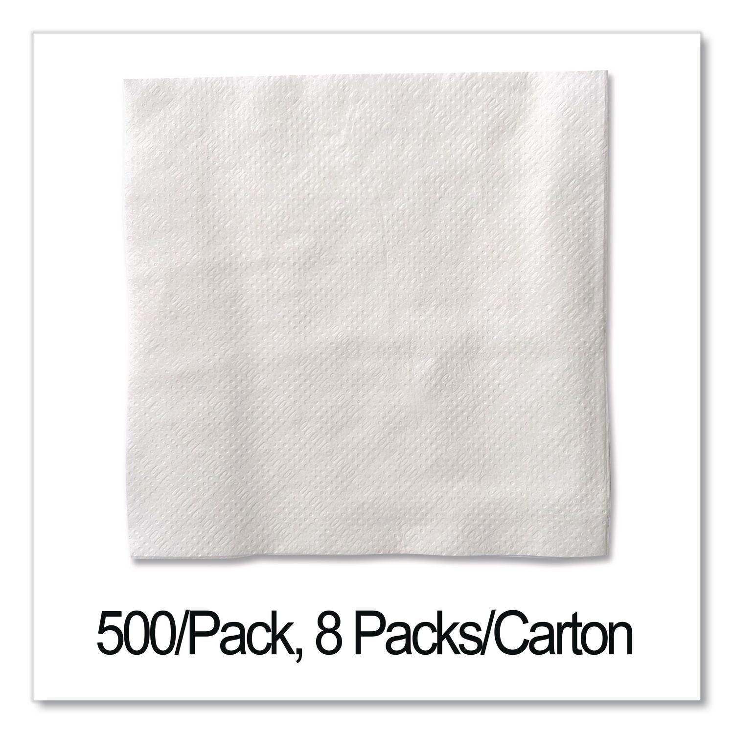 Cocktail Napkins, 1-Ply, 9w x 9d, White, 500/Pack, 8 Packs/Carton
