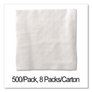 Cocktail Napkins, 1-Ply, 9w x 9d, White, 500/Pack, 8 Packs/Carton