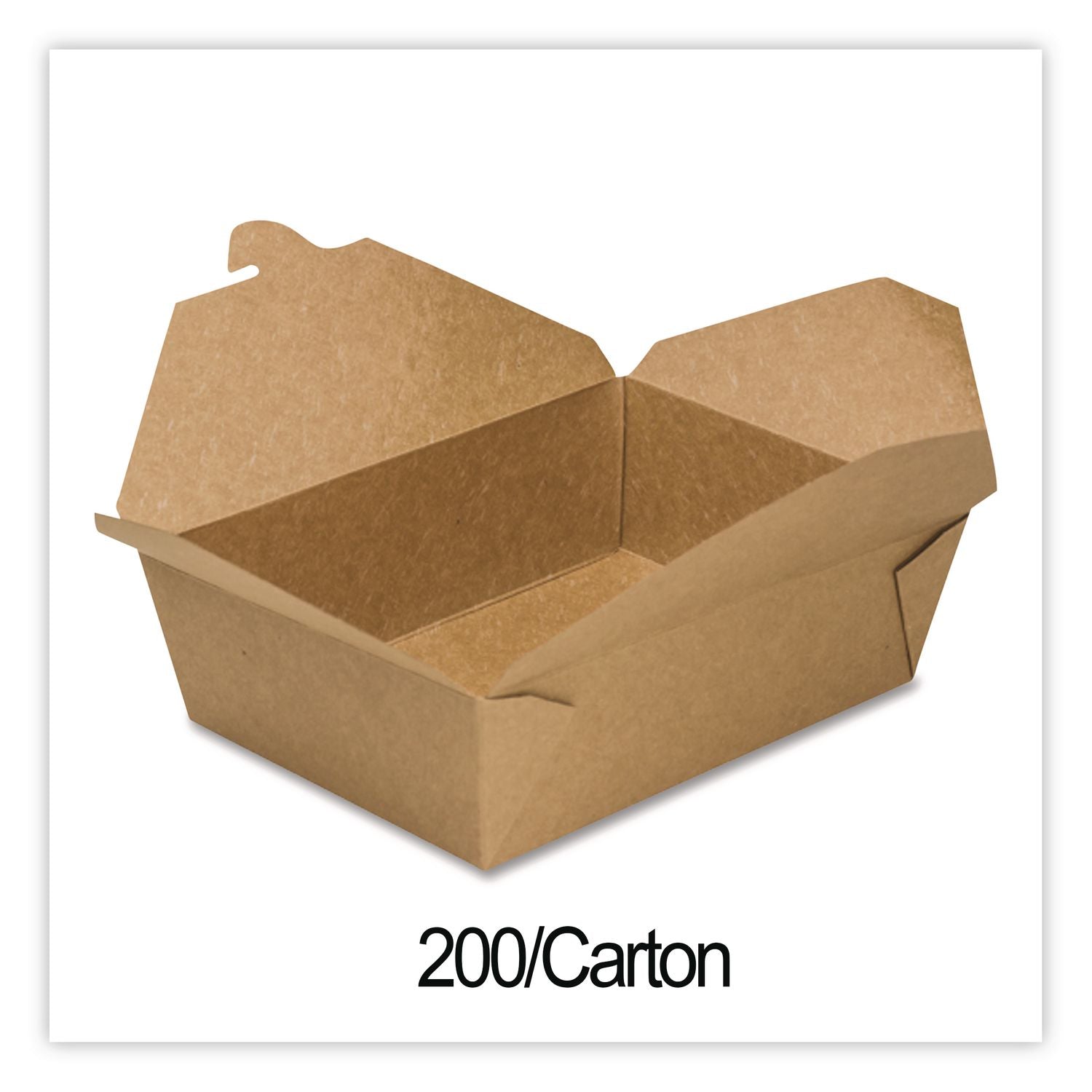 Reclosable Kraft Take-Out Box, 76 oz, Paper, 200/Carton