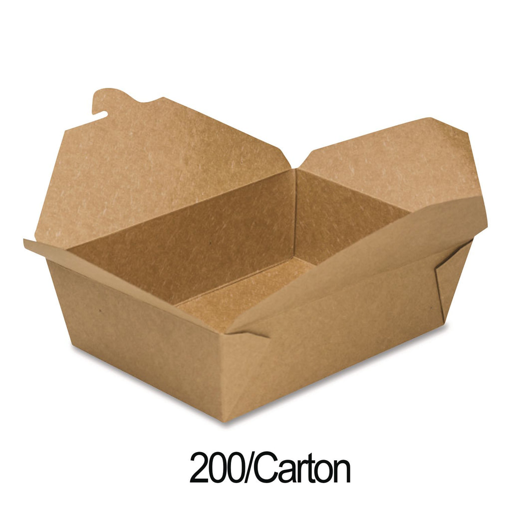 Reclosable Kraft Take-Out Box, 76 oz, Paper, 200/Carton
